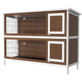 Load image into Gallery viewer, 54"L 2-Story Large Rabbit Hutch Bunny Cage Wooden Pet House Small Animal Habitat with Lockable Doors, No Leak Tray and Waterproof Roof for Outdoor/Indoor Brown
