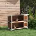 Load image into Gallery viewer, 54"L 2-Story Large Rabbit Hutch Bunny Cage Wooden Pet House Small Animal Habitat with Lockable Doors, No Leak Tray and Waterproof Roof for Outdoor/Indoor Brown