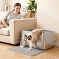 Load image into Gallery viewer, XL Stainless Steel Cat Litter Tray with Lid, High Sided Cat Litter Box with Scoop and Mat for Kittens up to 8 kg, Anti-Spillage, Odor Resistant and Easy to Clean, Light Grey