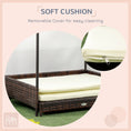 Load image into Gallery viewer, PawHut Wicker Dog House Outdoor with Canopy, Rattan Dog Bed with Removable Cushion, Raised Dog Bed, Cat Shelter, Patio Pet Sofa for Medium Sized Pet Mixed-Brown