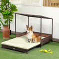 Load image into Gallery viewer, PawHut Wicker Dog House Outdoor with Canopy, Rattan Dog Bed with Removable Cushion, Raised Dog Bed, Cat Shelter, Patio Pet Sofa for Medium Sized Pet Mixed-Brown