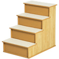 Load image into Gallery viewer, PawHut Pet Stairs, Small Pet Steps with Cushioned Removable Covering for Dogs and Cats Up To 22 lbs. , Natural