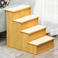 Load image into Gallery viewer, Pet Stairs Dog Steps for High Bed, 4 Levels Dog Stairs for Car, Wooden Cat Ladder with Non-Slip Carpet, 15.7" L x 23.2" W x 21.3" H, Natural Wood