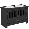 Load image into Gallery viewer, PawHut Large Elevated Dog Bowls with Storage Cabinet Containing Large 37L Capacity, Raised Dog Bowl Stand Pet Food Bowl Dog Feeding Station, Black