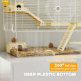 Load image into Gallery viewer, Hamster Cage, Transparent Small Animal House with Deep Bottom, Wooden Ramp, Hut, Bathroom and Exercise Wheel for Hamster and Gerbil, 23.2" L x 14" W x 18.5" H, Two Huts