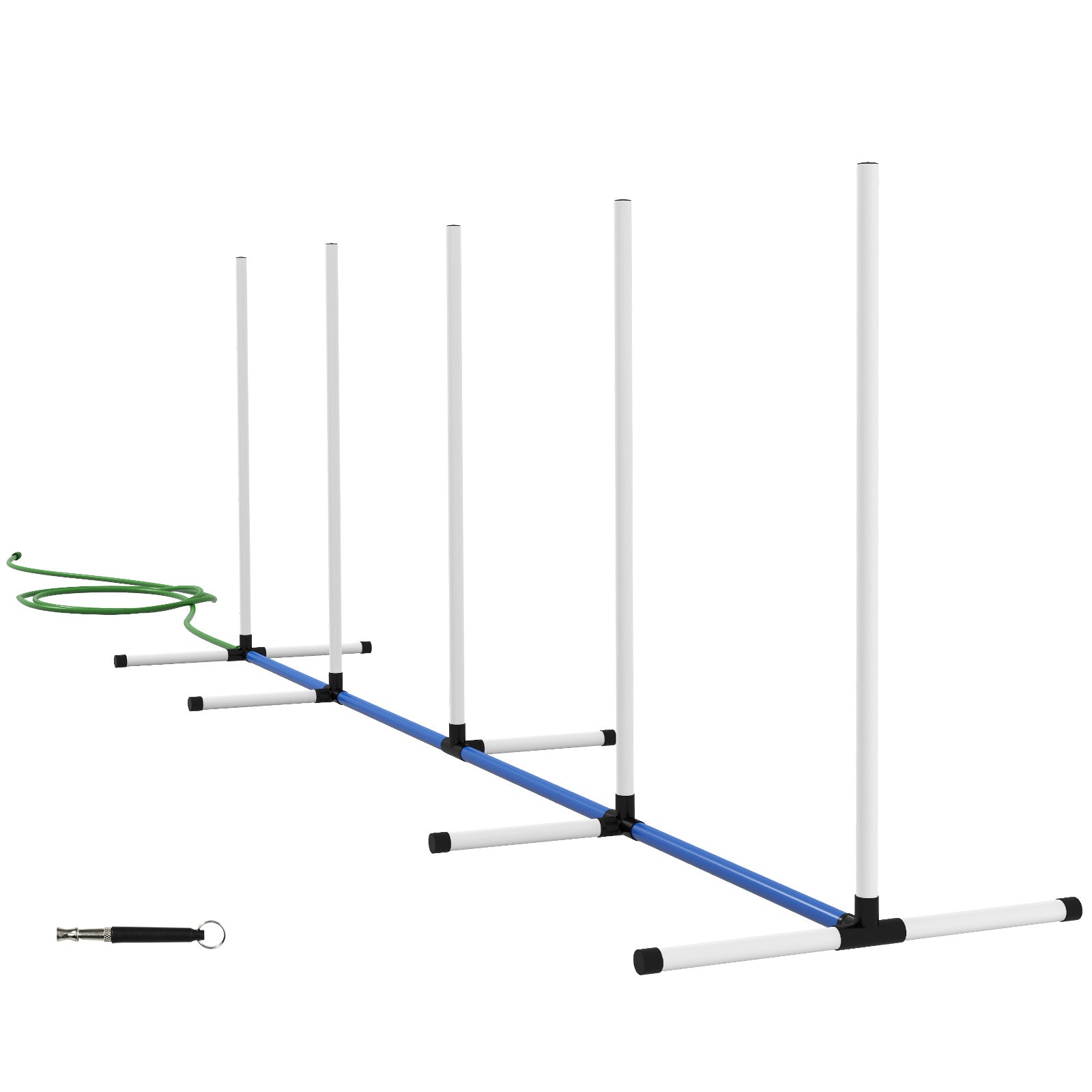 PawHut 2 Piece Dog Agility Training Equipment Set with Spray Water Tube, Weave Poles, Whistle, Carry Bag, Dog Agility Course for Outdoor, Garden, Backyard, White