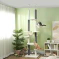 Load image into Gallery viewer, PawHut Cat Tree Tower, Floor to Ceiling Cat Tree, Adjustable Height (89"- 100"), 7 Tier Cat Tower with Scratching Posts, Hammock, Perches, Toy Balls & Rope Cat Toy for Indoor Cats, White