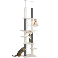 Load image into Gallery viewer, PawHut Cat Tree Tower, Floor to Ceiling Cat Tree, Adjustable Height (89"- 100"), 7 Tier Cat Tower with Scratching Posts, Hammock, Perches, Toy Balls & Rope Cat Toy for Indoor Cats, White
