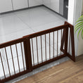 Load image into Gallery viewer, PawHut Freestanding Pet Gate, Wooden Dog Gate with 28"-75" Retractable Length, Support Feet, Non-Slip Mats, 3 Panel Pet Gate for Indoor, Stairway, Doorway, Brown