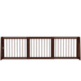 Load image into Gallery viewer, PawHut Freestanding Pet Gate, Wooden Dog Gate with 28"-75" Retractable Length, Support Feet, Non-Slip Mats, 3 Panel Pet Gate for Indoor, Stairway, Doorway, Brown
