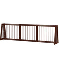 Load image into Gallery viewer, PawHut Freestanding Pet Gate, Wooden Dog Gate with 28"-75" Retractable Length, Support Feet, Non-Slip Mats, 3 Panel Pet Gate for Indoor, Stairway, Doorway, Brown