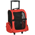 Load image into Gallery viewer, Pet Travel Backpack Bag Cat Puppy Dog Carrier w/ Trolley and Telescopic Handle Portable Stroller Wheel Luggage Bag (Red)