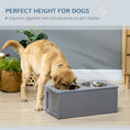 Load image into Gallery viewer, PawHut Elevated Dog Bowls, Raised Dog Bowl Stand with Storage, 2 Stainless Steel Bowls, Pet Feeding Station for Medium Dogs, Indoor Use, 23.6" x 11.8" x 9.4", Gray