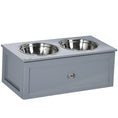 Load image into Gallery viewer, PawHut Elevated Dog Bowls, Raised Dog Bowl Stand with Storage, 2 Stainless Steel Bowls, Pet Feeding Station for Medium Dogs, Indoor Use, 23.6" x 11.8" x 9.4", Gray