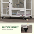 Load image into Gallery viewer, PawHut Indoor Wooden Catio, Cat House Cat Enclosure on Wheels with 3 Platforms, Hammock, Cat Flap Door & Openable Top, Luxury Kitty House for 2 Cats, 39", White