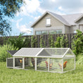 Charger l'image dans la visionneuse de la galerie, 95"L Large Chicken Run, Wooden Chicken Coop with Nesting Box, Lift-up Top, Side Door and Wooden Roof, Poultry Cage for Outdoor, for 4 to 8 Chickens, Rabbits, Ducks, White