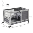 Load image into Gallery viewer, Wooden Rabbit Hutch Indoor Outdoor, Elevated Bunny Cage with No Leak Tray Enclosed Run with Wheels, for Rabbits, Chickens, Ducks, Guinea Pigs and Small Animals, Gray
