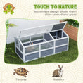 Load image into Gallery viewer, PawHut Tortoise Habitat Outdoor, Wooden Tortoise House Bottomless Design with Doors, PC Sun Panel Windows, Tortoise Enclosure for Small Animals, Rabbits, Light Gray