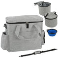 Load image into Gallery viewer, Dog Travel Bag, Dog Walking Bag with Multiple Pockets, Two Food Containers and Silicone Collapsible Bowl, Treat Pouch Bag for Cat Puppy Picnic Camping, Light Grey