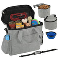 Load image into Gallery viewer, Dog Travel Bag, Dog Walking Bag with Multiple Pockets, Two Food Containers and Silicone Collapsible Bowl, Treat Pouch Bag for Cat Puppy Picnic Camping, Light Grey