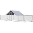 Load image into Gallery viewer, Chicken Run, 23' x 6.6' Metal Chicken Coop with Waterproof and Anti-UV Cover, Spire Roof, Door, for 12-14 Chickens, Ducks, Rabbits, Sliver