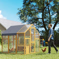 Load image into Gallery viewer, Large Wooden Chicken Coop for 6-8 Hens, Walk-in Chicken Run with Waterproof Cover, Nesting Boxes and Perches, Outdoor Poultry Cage Rabbit Hutch for Backyard, 66" x 72" x 72", Yellow