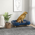 Load image into Gallery viewer, PawHut Dog Sofa, Raised Dog Couch with Comfortable Cushion, Pine Wood Legs, Foot Pads, Pet Sofa for Large-Sized Dogs Indoor Use, Dark Blue