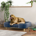 Load image into Gallery viewer, PawHut Dog Sofa, Raised Dog Couch with Comfortable Cushion, Pine Wood Legs, Foot Pads, Pet Sofa for Large-Sized Dogs Indoor Use, Dark Blue