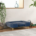 Load image into Gallery viewer, PawHut Dog Sofa, Raised Dog Couch with Comfortable Cushion, Pine Wood Legs, Foot Pads, Pet Sofa for Large-Sized Dogs Indoor Use, Dark Blue