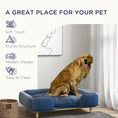 Load image into Gallery viewer, PawHut Dog Sofa, Raised Dog Couch with Comfortable Cushion, Pine Wood Legs, Foot Pads, Pet Sofa for Large-Sized Dogs Indoor Use, Dark Blue