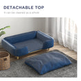 Load image into Gallery viewer, PawHut Dog Sofa, Raised Dog Couch with Comfortable Cushion, Pine Wood Legs, Foot Pads, Pet Sofa for Large-Sized Dogs Indoor Use, Dark Blue