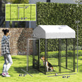 Load image into Gallery viewer, PawHut 3.9' x 3.9' x 6' Outdoor Dog Kennel, Welded Wire Heavy Duty Dog Run with 360° Rotating & 4 Level Adjustable Bowls, Dog Kennel Outside with Waterproof & UV Resistant Cover, for S&M Dogs