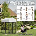 Load image into Gallery viewer, PawHut 3.9' x 3.9' x 6' Outdoor Dog Kennel, Welded Wire Heavy Duty Dog Run with 360° Rotating & 4 Level Adjustable Bowls, Dog Kennel Outside with Waterproof & UV Resistant Cover, for S&M Dogs
