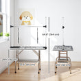 Charger l'image dans la visionneuse de la galerie, 43"L Dog Grooming Table, Pet Foldable Grooming Table with 8"- 32" Adjustable Arm, Two Nooses, Mesh Tray and Rubber Top for Large Medium Small Pets, Black