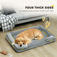 Load image into Gallery viewer, Memory Foam Dog Bed Sofa, Washable Orthopedic Dog Bed Couch with Removable Flannel Cover, 3-Sided Pet Pillow with U-Shape Bolster, Non-Slip Bottom, Grey, 112 x 80 x 16.5 cm