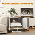 Load image into Gallery viewer, Cat Litter Box Enclosure, Hidden Litter Box Furniture with Litter Mat, Tall Legs, Cat House Washroom, Side Table, 31.5" x 20" x 22", White