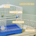 Charger l'image dans la visionneuse de la galerie, 23" Large Bird Cage for Finches, Canaries Budgies, Parrot Cage with Accessories Handle, Blue