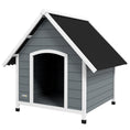 Load image into Gallery viewer, Dog Kennel Outdoor Wooden Dog House with Removable Floor, Elevated Pet Shelter, Anti-Corrosion Wood, for Large Dogs, 106.5H x 110W x 98Dcm - Grey