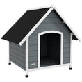 Load image into Gallery viewer, Dog Kennel Outdoor Wooden Dog House with Removable Floor, Elevated Pet Shelter, Anti-Corrosion Wood, for Large Dogs, 106.5H x 110W x 98Dcm - Grey