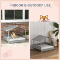 Load image into Gallery viewer, PawHut Wicker Dog House Outdoor with Canopy, Rattan Dog Bed with Water-resistant Cushion, Raised Dog Bed for Small, Medium Dogs up to 66 lbs, 19.75" in Length, Silver Wicker, White Cushion