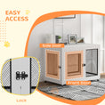 Load image into Gallery viewer, Dog Crate Furniture End Table w/ Soft Washable Cushion, Two Doors, Indoor Pet Kennel for Small Medium Large Dogs w/ Wire Mesh, White