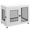 Load image into Gallery viewer, Dog Crate Furniture End Table w/ Soft Washable Cushion, Two Doors, Indoor Pet Kennel for Small Medium Large Dogs w/ Wire Mesh, White