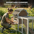 Load image into Gallery viewer, 71" Chicken Coop for 3 Chickens, Wooden Hen House Outdoor Duck House with Run, Removable Tray, Nesting Box, Waterproof Asphalt Roof, Ramp and Perches, Bunny Hutch, Brown