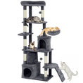 Load image into Gallery viewer, Cat Tree, 67" Large Cat Tower for Indoor Kittens Multi-Level with 7 Scratching Posts, Tunnel, 2 Plush Condos, Hammock, Perch, Ramp, Pompoms, Dark Grey