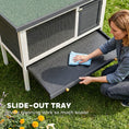 Load image into Gallery viewer, Wooden Rabbit Hutch, Guinea Pig Hutch with Openable Asphalt Roof and Pull-Out Tray, Outdoor Elevated Bunny House for Rabbits, Chinchillas and Small Animals, Indoor Outdoor Use, Grey