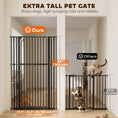 Charger l'image dans la visionneuse de la galerie, 63" Extra Tall Pet Gate for Cats and Dogs, 30-41" Wide Adjustable Pressure Mounted Baby Gate for Doorways, Hallways, Stairs, Includes 2 Extensions, No Drilling, Auto Close