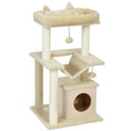 Load image into Gallery viewer, Cat Tree, 90cm Cat Tower with Sisal Scratching Posts, Cat Condo, Hammock, Top Perch and 2 Hanging Toys for Indoor Cats, Beige