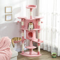 Load image into Gallery viewer, Cat Tree, 62" Multi-Level Cat Tower with Scratching Posts, 2 Condos, Hammock, Perches, Plush, Pompoms, for Indoor Kittens Playing, Resting, Sleeping, Pink
