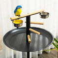 Load image into Gallery viewer, Bird Play Stand, Portable Parrot Perch, Bird Feeder Station, with Four Wheels, Stainless Steel Feeding Bowls, Round Tray, Grey
