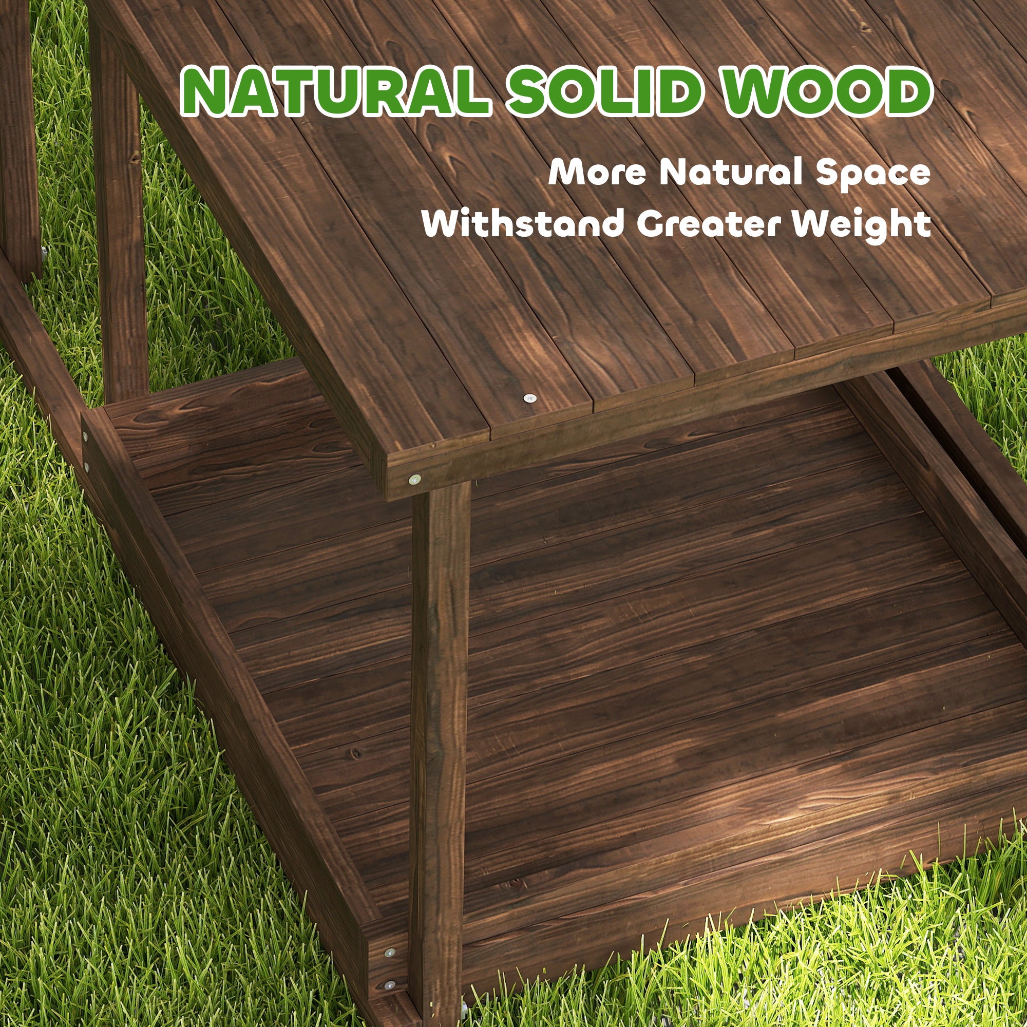 PawHut Wooden Chicken Activity Play Set, Chicken Coop Accessory with Perch, Swing, Ladder, Platforms, Feeder Storage for 4-6 Chickens, Coffee